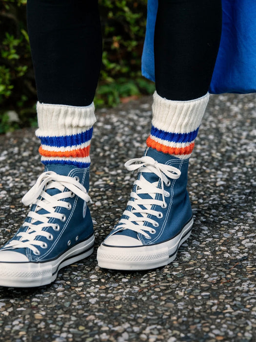 Rototo Old School Rib Stripe in Blue/Orange