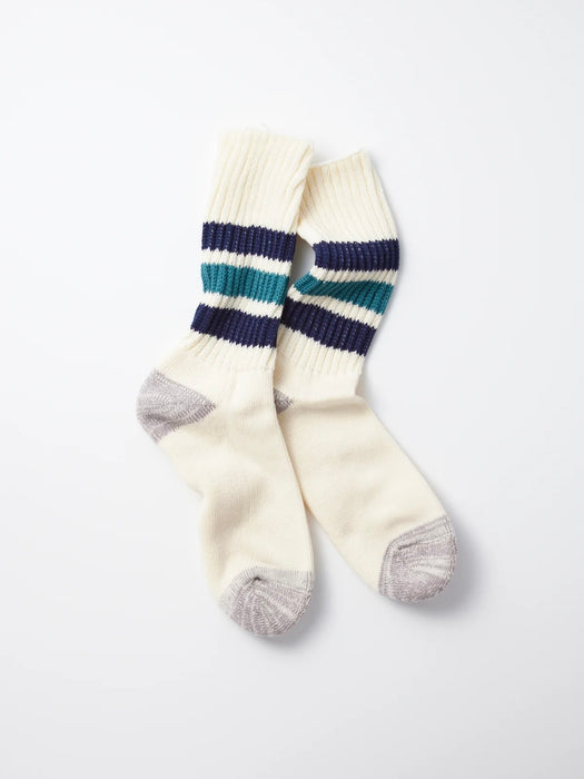 Rototo Old School Rib Stripe in Navy / NW Green