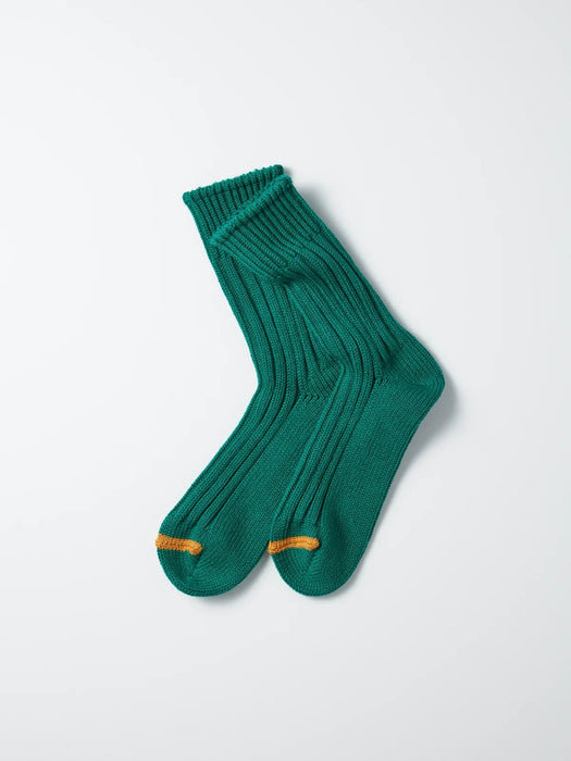 Rototo Chunky Rib Crew Socks in Green