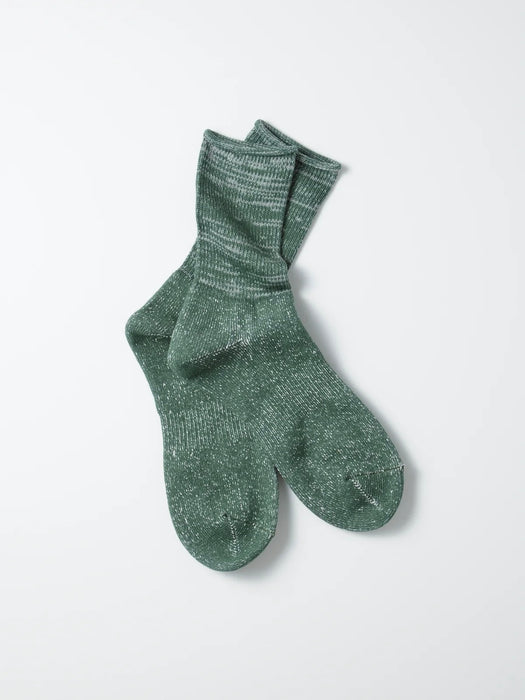 Rototo Washi Pile Crew Socks in Dark Green