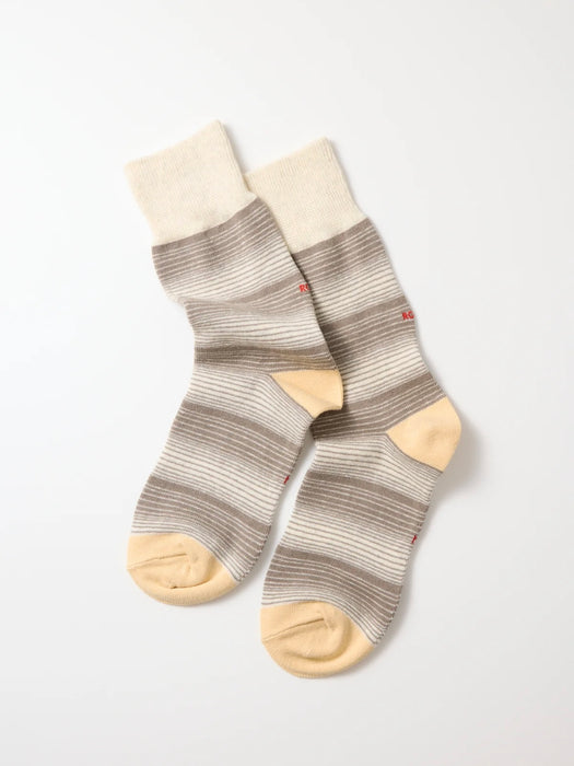 Rototo Horizontal Stripe Socks in Grey