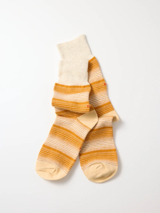 Rototo Horizontal Stripe Socks in Dark Yellow