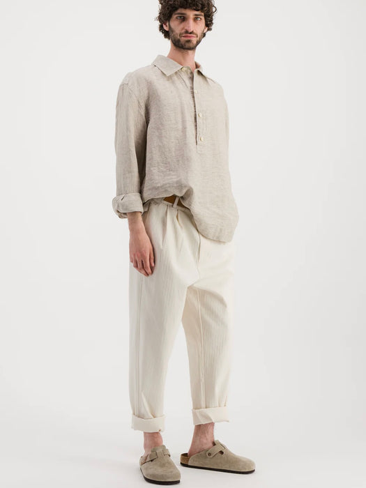 Parages Tunic Shirt in Beige Check Linen