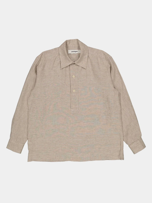 Parages Tunic Shirt in Beige Check Linen