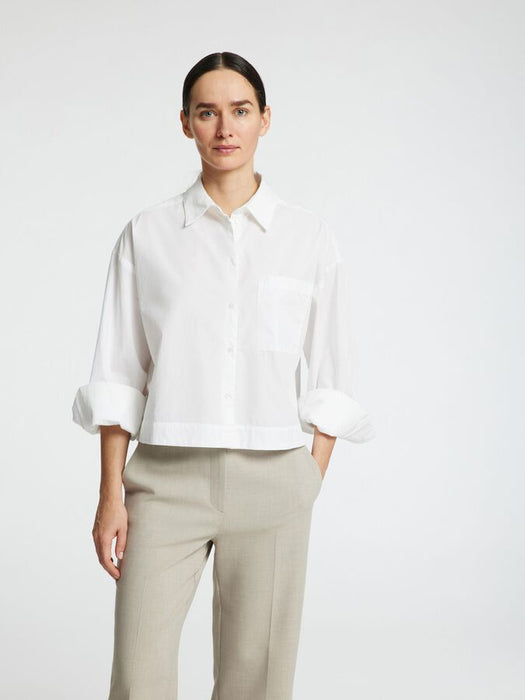 Selected Femme Astha Cropped Shirt in Bright White