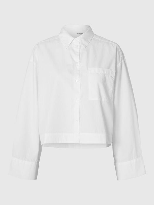 Selected Femme Astha Cropped Shirt in Bright White