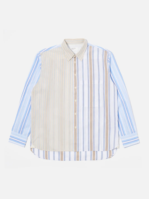 Universal Works Panel Square Pocket Shirt in Mixed Stripes