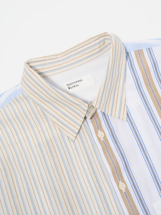 Universal Works Panel Square Pocket Shirt in Mixed Stripes