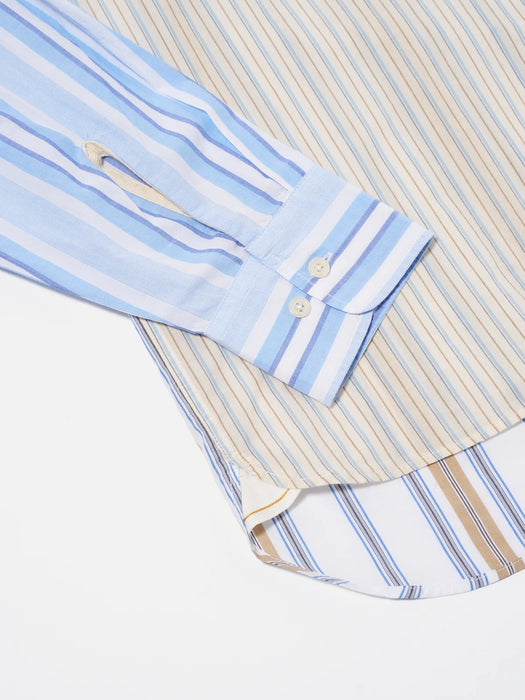 Universal Works Panel Square Pocket Shirt in Mixed Stripes