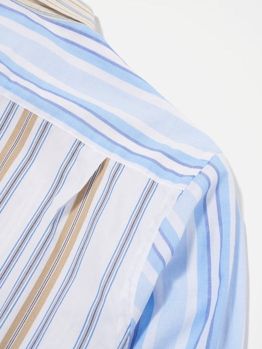 Universal Works Panel Square Pocket Shirt in Mixed Stripes