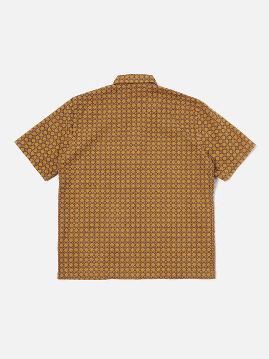 Universal Works Road Shirt in Gold / Navy Rhodes Cotton