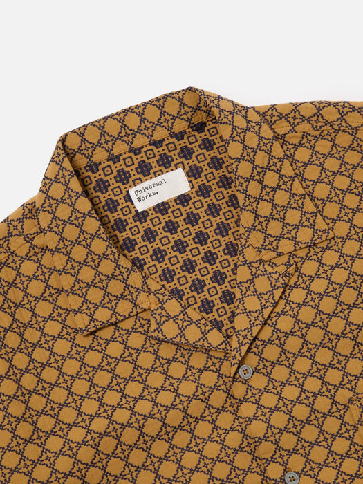 Universal Works Road Shirt in Gold / Navy Rhodes Cotton