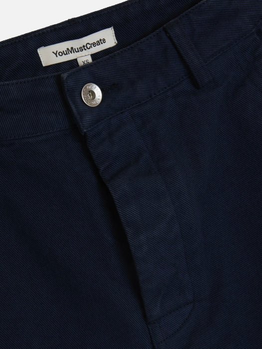 YMC Women Twisted Seam Trousers in Navy