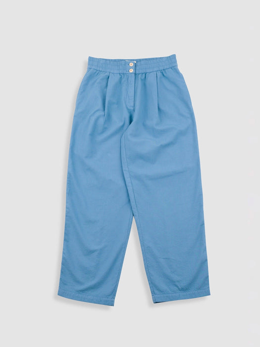 Folk Women Drawcord Baggy Pant in Light Indigo Topstitch