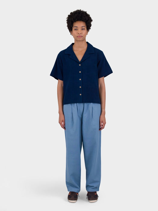 Folk Women SS Soft Collar Shirt in Indigo