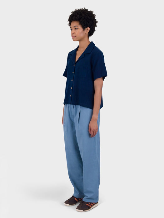 Folk Women SS Soft Collar Shirt in Indigo