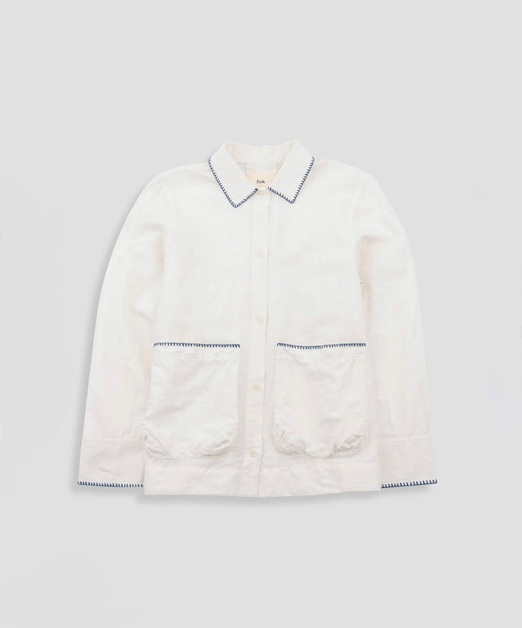 Folk Women Pleated Shirt in White