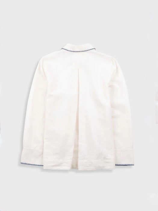 Folk Women Pleated Shirt in White