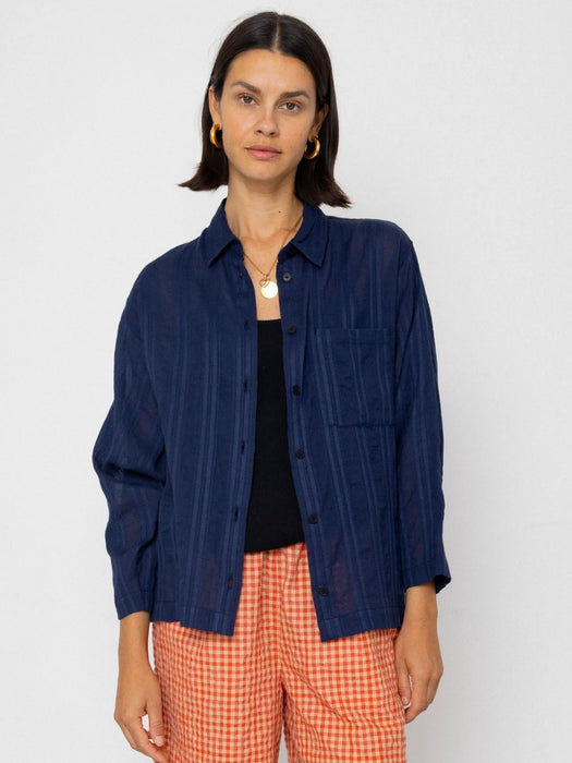 Folk Women Archive Shirt in Dark Navy Bobby Stripe