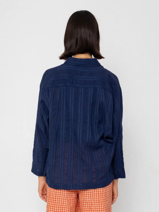 Folk Women Archive Shirt in Dark Navy Bobby Stripe