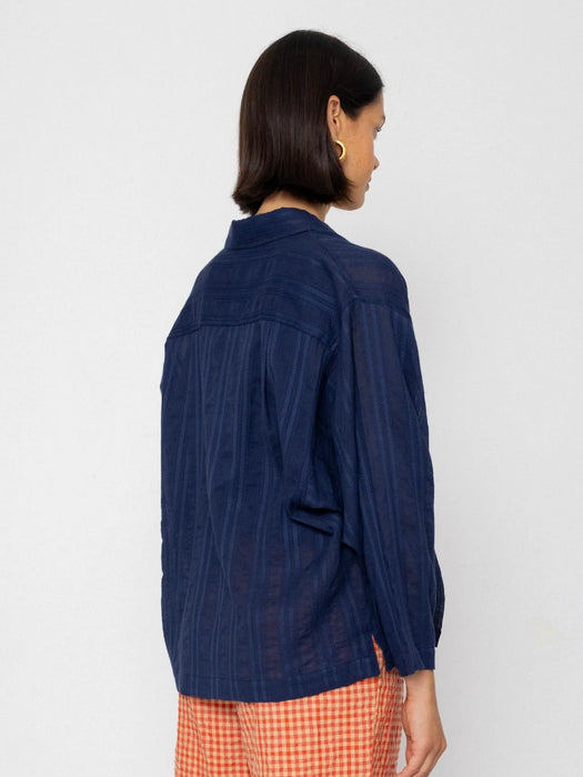 Folk Women Archive Shirt in Dark Navy Bobby Stripe