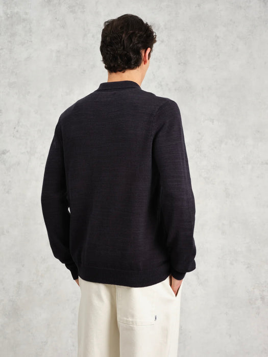 Wax Wayfarer Zip Cardigan in Navy Slub