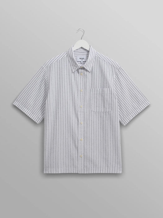 Wax Kew SS Shirt in White Boucle Stripe