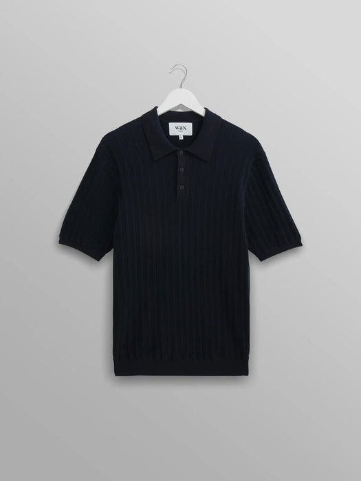 Wax Naples Polo in Midnight Vertical Knit