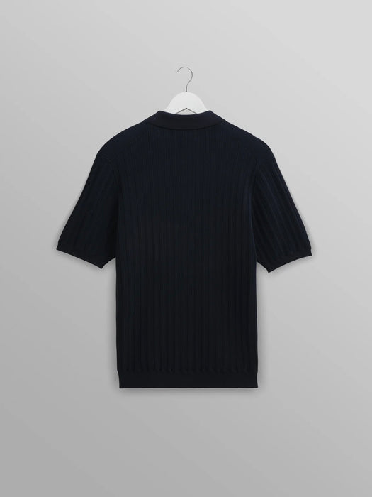 Wax Naples Polo in Midnight Vertical Knit