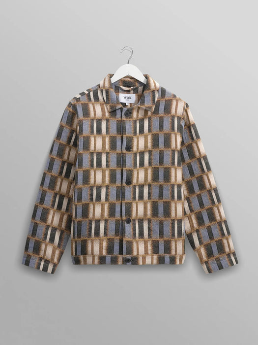 Wax Iggy Jacket in Blue/Beige Blur Grid