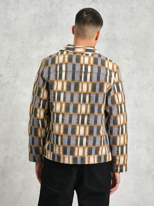 Wax Iggy Jacket in Blue/Beige Blur Grid