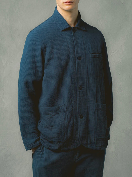 Kestin Huntly Jacket in Navy Textured Cotton