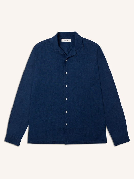 Kestin Tain Shirt in Indigo Linen Cotton Denim