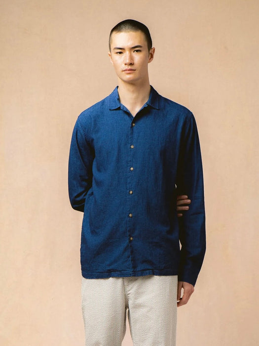 Kestin Tain Shirt in Indigo Linen Cotton Denim