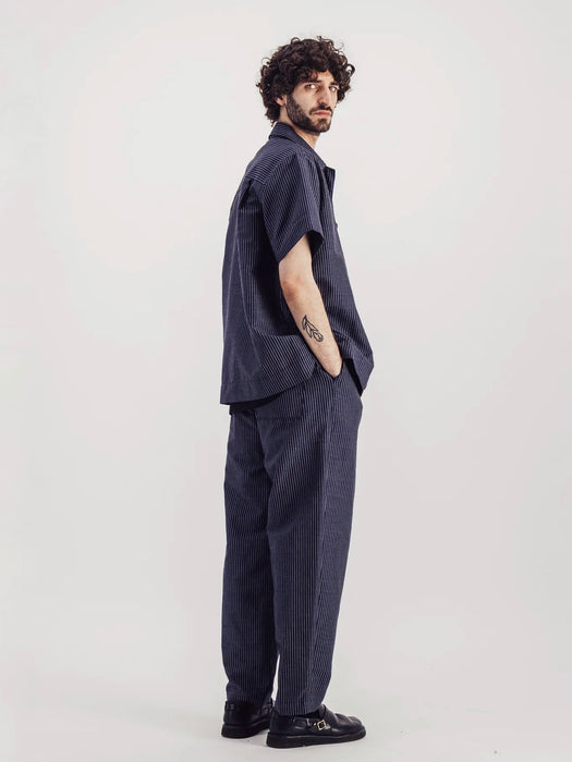 Parages Easy Linen Shirt in Navy Stripes