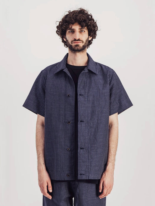 Parages Easy Linen Shirt in Navy Stripes