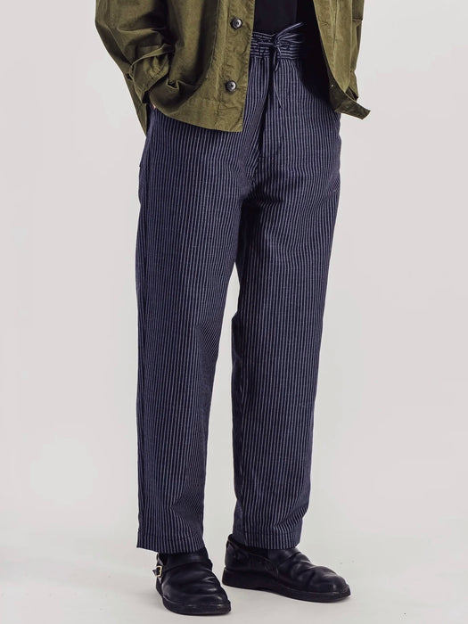 Parages Nomad Linen Pants in Navy Stripes