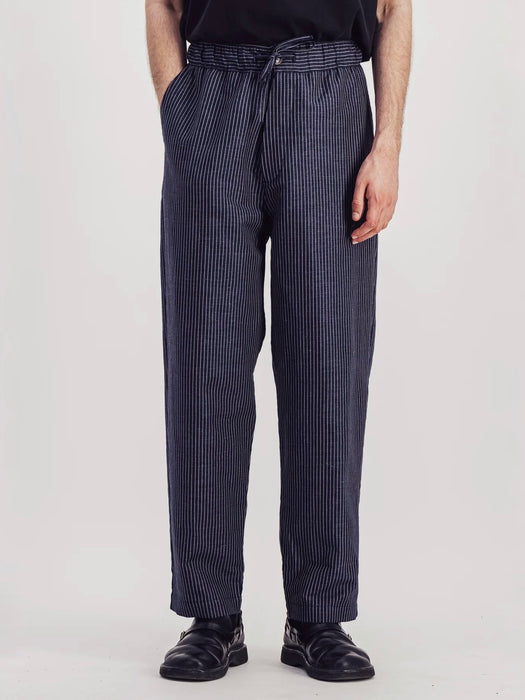 Parages Nomad Linen Pants in Navy Stripes