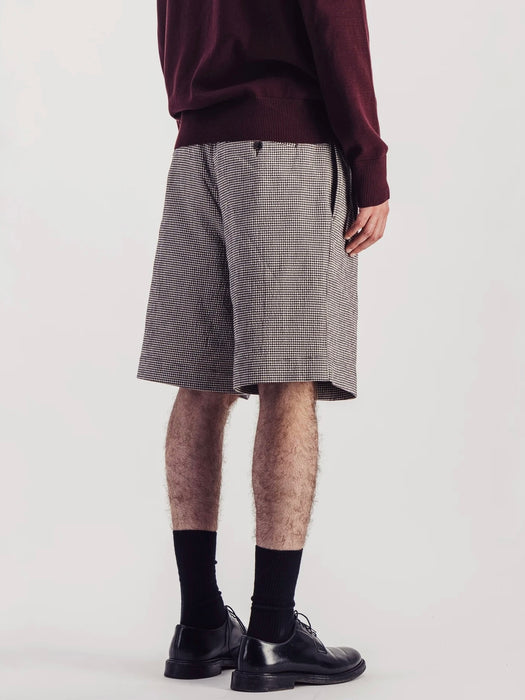 Parages Two Pleat Bermuda Shorts in Brown Checks