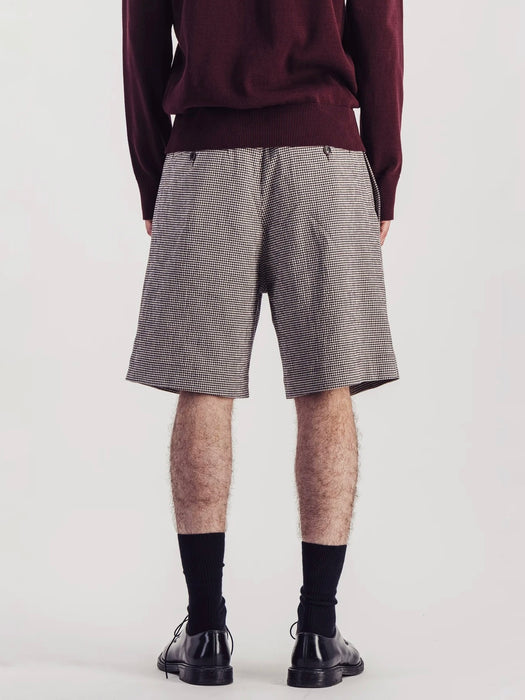 Parages Two Pleat Bermuda Shorts in Brown Checks