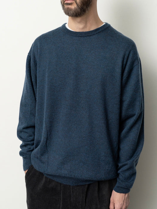 Still By Hand Wool Mohair Pullover in Dusty Blue