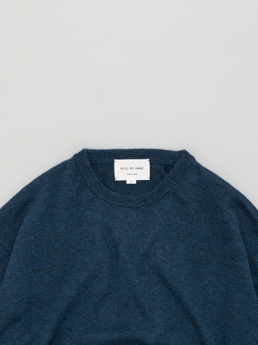 Still By Hand Wool Mohair Pullover in Dusty Blue