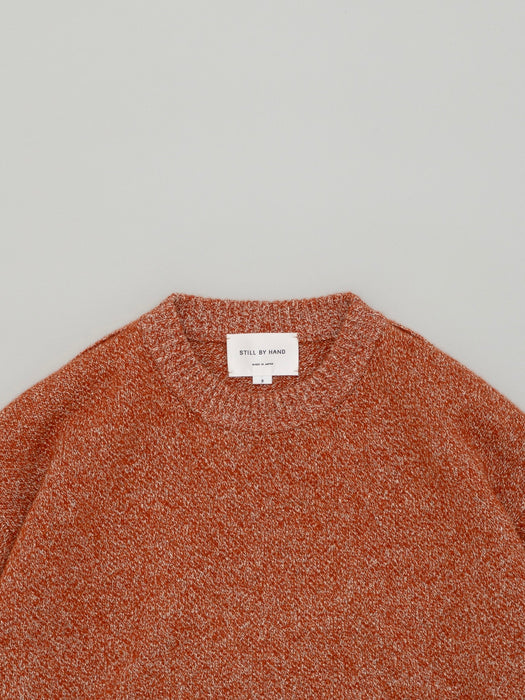 Still By Hand Wool/Silk Pullover in Orange Melange