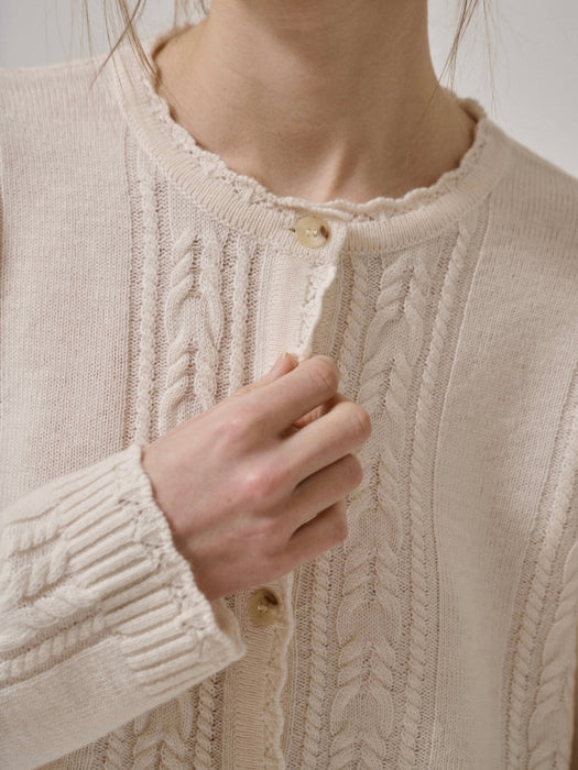 Anne-Mi Meadow LS Cardigan in White Sand