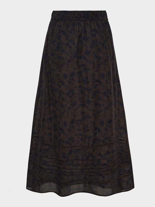 Anne-Mi Mols Maxi Skirt in Brown / Navy Print