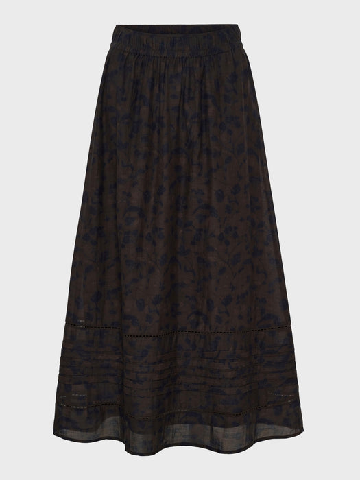 Anne-Mi Mols Maxi Skirt in Brown / Navy Print