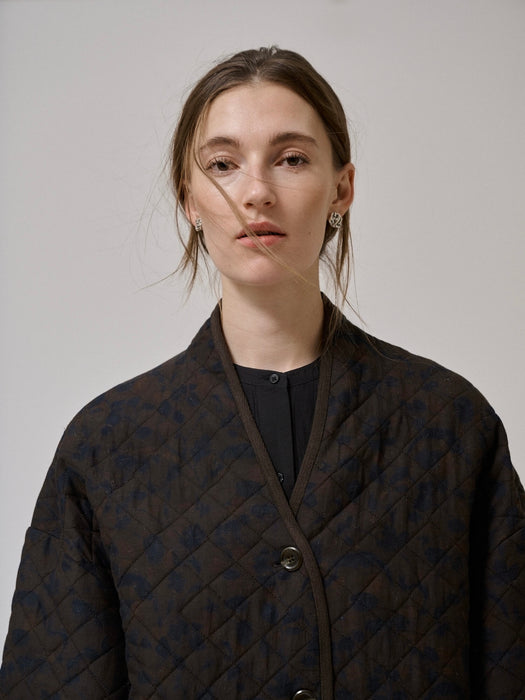 Anne-Mi Mols Quilt Jacket  in Brown / Navy Print