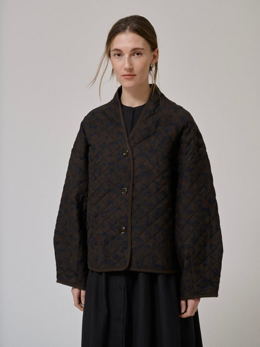 Anne-Mi Mols Quilt Jacket  in Brown / Navy Print
