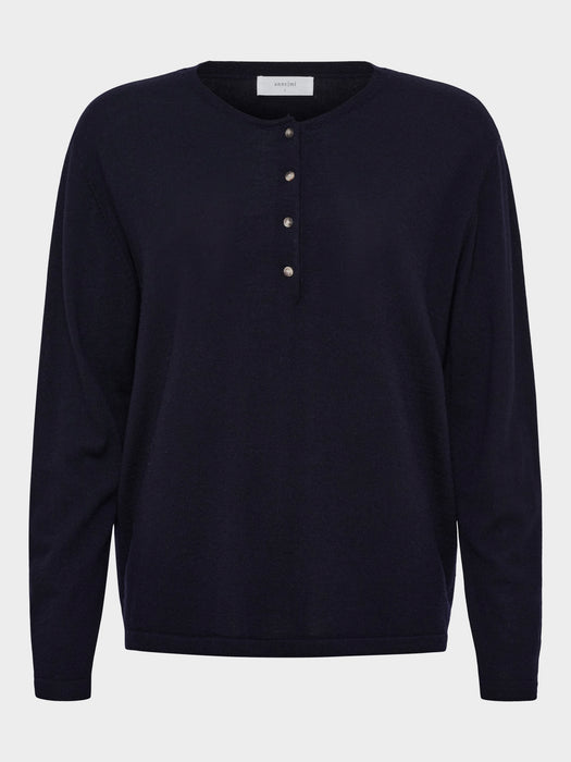 Anne-Mi Pine LS Merino Top in Dark Navy