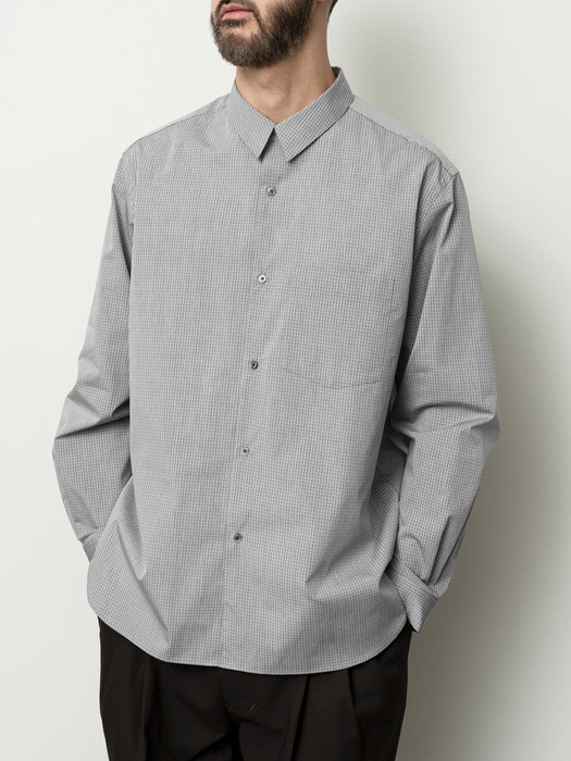 Still By Hand Regular Collar Shirt in Grey Check